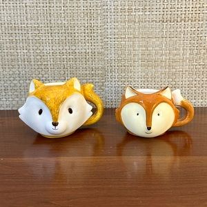 🌟HP🌟2015+Set of 2 Squirrel & Fox Mugs Glazed Ceramic Earthenware Sur La Table